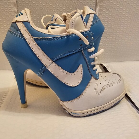 Custom Nike SB Dunk High Heels Blue & White Size US 7 | 4.5" Heel - Picture 6 of 16